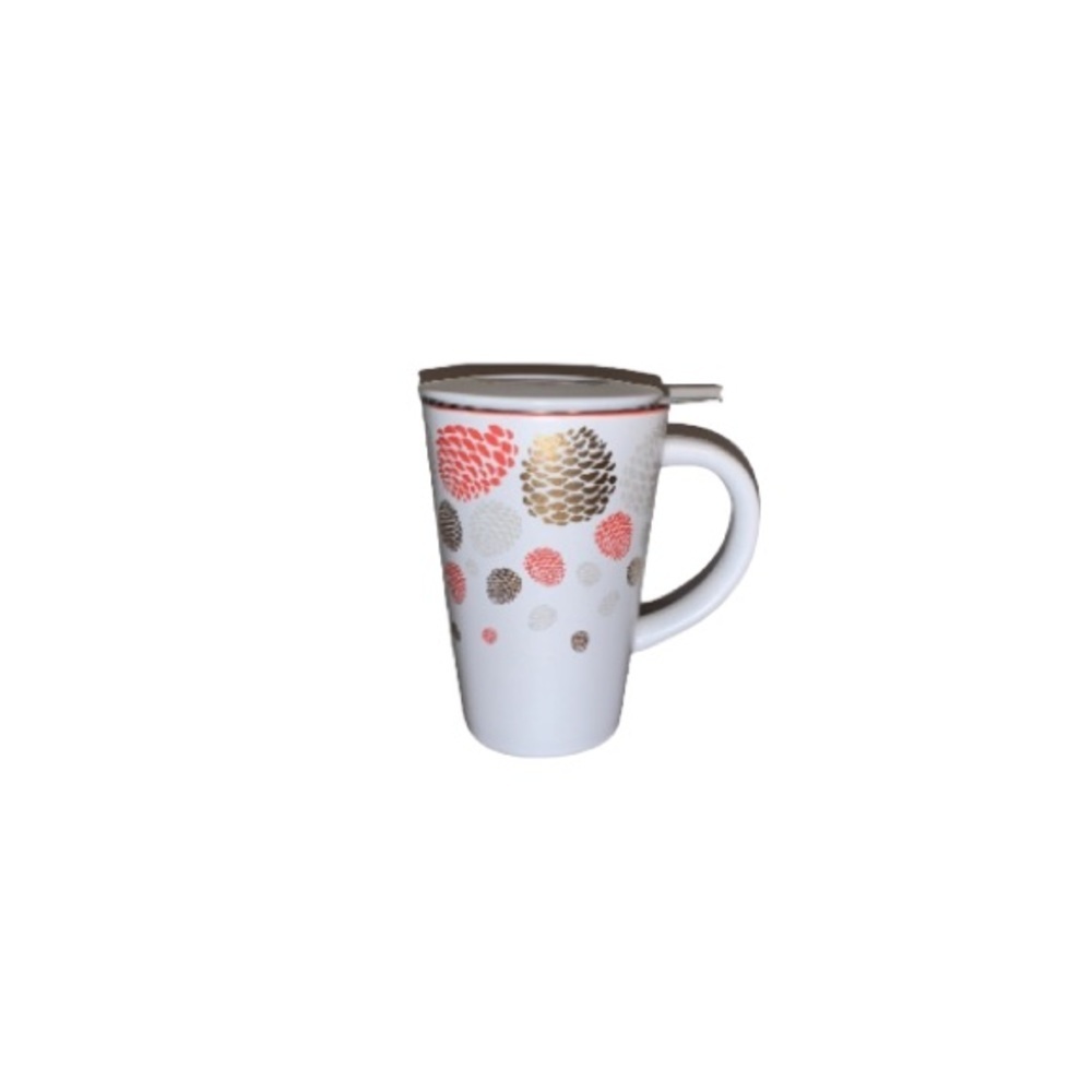 David’s Tea White Ceramic Metallic Pinecone Mug